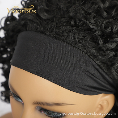 Wholesale Cheap Wrap Short Elastic Fashion Kinky Curly Lady Supplier Daily Party Soft Headband Synthetic Wig